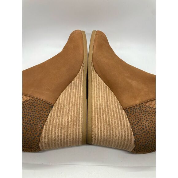 New TOMS Desert Tan Leopard Suede Kelsy Bootie 10014153 Wedge Comfort Sz 10 - Picture 7 of 11